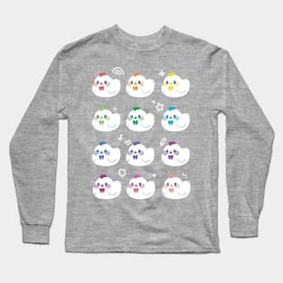 Rainbow Chicken Grid Kawaii Art Long Sleeve T-Shirt